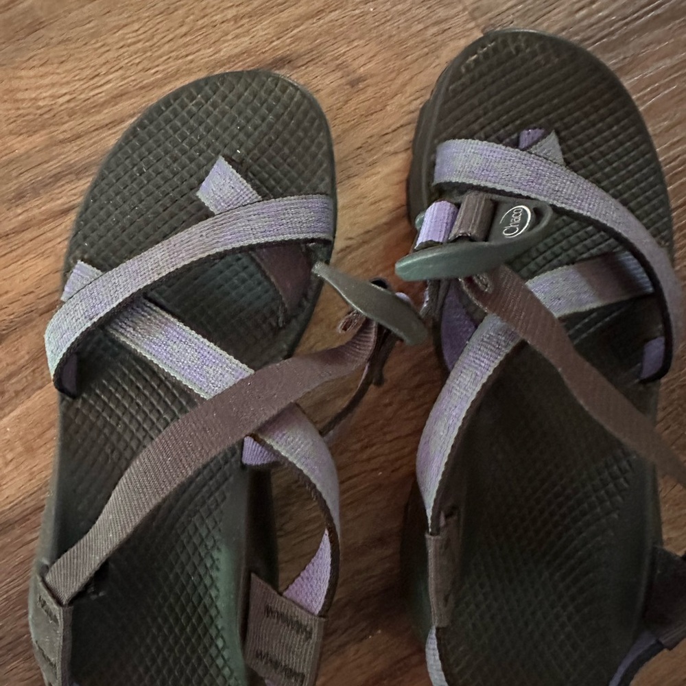 Purple and Black Strappy Sandals